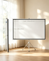 Écran de projection portable HTP 72-150 pouces 16:9 4:3 sur trépied en PVC+aluminium, 1080P 4K blanc mat pour la maison et les entreprises