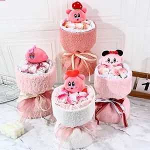 Bouquet de poupée en peluche Anime Kirby Bouquet de fleurs de savon Kawaii Bouquet de la Saint-Valentin Cadeau de fleur en peluche Kirby