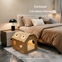 Maison pour chat ondulée style simplicité approuvé, abri fermé pour chaton, lit griffoir multifonctionnel toutes saisons, fournitures pour animaux de compagnie