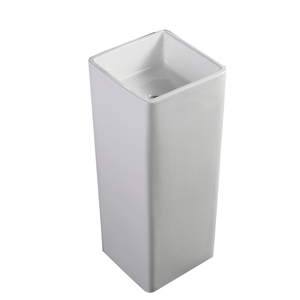 Lavabo a colonna rotondo bianco in ceramica liscia, nuovo design tradizionale, per bagno hotel, uso commerciale - Product Image 5