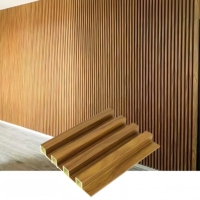 Panel de Pared Ranurado de PVC con Aspecto de Madera WPC, Resistente al Fuego, a la Humedad y al Sonido, Moderno, para Exteriores, Dormitorios, Baños y Hogares