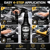 Cire en spray hybride automobile (473ml) - Cire de protection pour voiture à haute brillance, finition hydrophobe longue durée pour la peinture des voitures neuves et anciennes