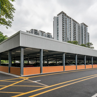 Abri de voiture individuel gris foncé avec structure galvanisée, petit abri de jardin extérieur, auvent de carport pour allée de maison