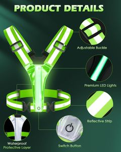 Gilet réfléchissant LED rechargeable par USB, haute visibilité, équipement de course à pied, 5 couleurs, gilet de course pour la marche nocturne, le jogging - Product Image 5