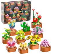 Ensemble de plantes en pot en blocs de construction, 10 mini décorations de fleurs, de succulentes et de cactus en briques, cadeau botanique à assembler soi-même pour la maison, le bureau ou la table