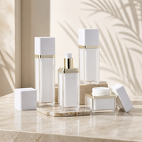 Bouteilles en plastique prêtes à être expédiées pour crème pour les yeux, flacon pompe sans air en acrylique, double paroi, carré blanc, soin de la peau, 30 ml, 50 ml, 80 ml, 100 ml