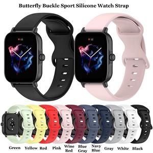 Correa de reloj de silicona con hebilla de mariposa de 22mm y 20mm para Amazfit Active/ GTS4 Mini/<span class=keywords><strong>bip3</strong></span> <span class=keywords><strong>Pro</strong></span>/Samsung Galaxy Watch 5 - Product Image 2