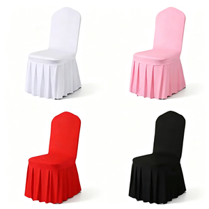 Fundas de Silla Personalizables en Colores Sólidos de Spandex/Poliéster con Falda Plisada <span class=keywords><strong>para</strong></span> Bodas, Banquetes y Fiestas - Product Image 1