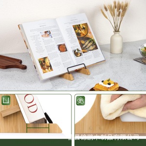 Wooden Recipe <b>Holder</b> Triangle Shape Multifunctional <b>Standing</b> Type For Kitchen <b>Book</b> Photo Display - Product Image 5