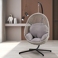 Fauteuils suspendus et balançoires d'extérieur en rotin PE avec structure métallique et coussin, pour salon et salle de sport, emballage en carton KD
