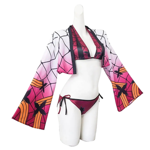 Costume da Bagno Sexy Cosplay <span class=keywords><strong>Anime</strong></span> Arc Daki <span class=keywords><strong>Kimetsu</strong></span> <span class=keywords><strong>No</strong></span> Yaiba, Set Bikini con Copricostume, Costume da Bagno in 3 Pezzi per Halloween - Product Image 1