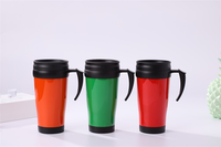 Thermos à café de voyage en plastique à double paroi de haute qualité, gobelets personnalisés avec poignée amovible, isolés pour les boissons chaudes et froides