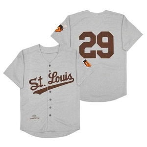 Maillot de baseball brodé de qualité, personnalisé, sport, St. Louis 29, rétro, vintage, polyester, crème, homme, femme, enfant - Product Image 4