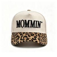 Gorra de Béisbol Unisex Personalizada con Doble Bordado Frontal, de Cinco Paneles, de Sarga, Ajustable, de Algodón Estructurado, con Cierre a Presión, OEM Mom Life