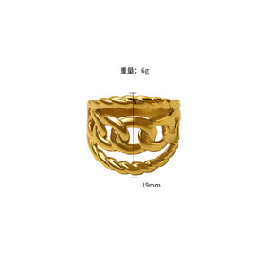 Women's Gold Plated Chain <b>Ring</b> <b>Titanium</b> Steel Geometric Design Gift Jewelry - Product Image 4