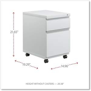 Archivador metálico Alera gris claro con 2 cajones, 14 7/8 pulgadas de ancho x 19 1/8 pulgadas de profundidad, con extracción completa - Product Image 3