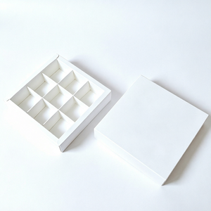 Custom White Chocolate <b>Gift</b> <b>Box</b> Self-Erecting Magnetic Recyclable Paper Candy Tray <b>Lid</b> Base 9 12 16 25 Cavity Packaging for - Product Image 1