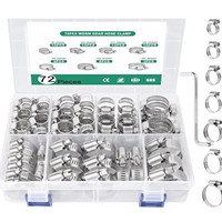 Kit de 72 colliers de serrage réglables en acier inoxydable 8-38 mm, assortiment de pinces à vis sans fin pour tuyaux