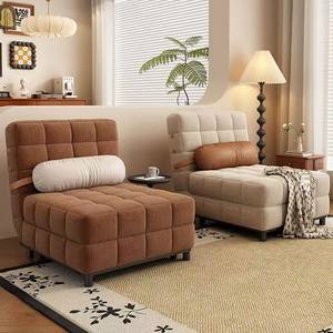 Creamy Retro Single Foldable <b>Sofa</b> Bed Square Foam Filling Multifunctional Living Room Dual Use - Product Image 2