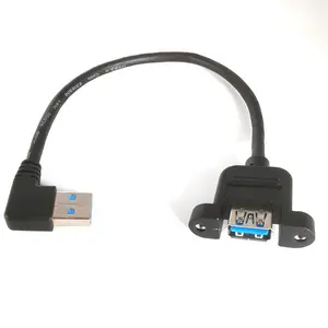 USB 3.0 זכר לנקבה כבל מאריך זווית נכונה כבל קדמי פנל הר כבל עם M3 ברגים