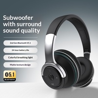 Casque Bluetooth 5.1 Stéréo à Basses Puissantes Circum-auriculaire avec Lumière Respirante pour Gaming et Sport
