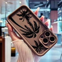 Coque de téléphone portable antichoc givrée au design de luxe, motif cocotier estival original pour iPhone 12 13 Pro Max 14 15 16 Max 17 18