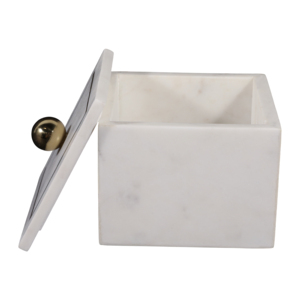 Scatola Portagioie Minimalista in Marmo con Coperchio Intarsiato in Ottone, Decorazione per la Casa - Product Image 5