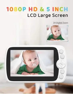 5,0 дюймов 1080P HD ночного видения умный монитор сна ребенка 360 панорамный PTZ видео монитор младенца