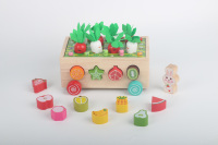 Voiture de ferme éducative en bois Montessori, jeu de récolte de carottes, blocs en bois, trieur de formes, jouets pour bébés