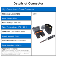 Connecteur anti-étincelles à courant élevé QS12 250A 500V DC plaqué or pour véhicule électrique, stockage d'énergie, modèle RC