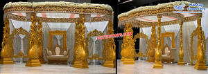 Mandap Dorado Inspirador para Bodas en Venta, Glamoroso Mandap para Ceremonia de Boda India, Increíble Mandap Dorado de FRP para Bodas en Chicago - Product Image 2
