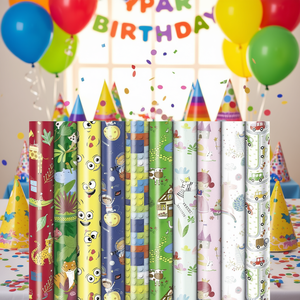 <b>Gift</b> <b>Wrap</b> For Children 2m 70cm Pack Of 30 Colorful Designs For Birthday Parties - Product Image 3