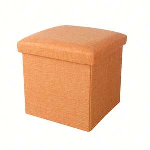 Foot Rest Stool Under Desk Stool Short Folding Footrest Linen Cloth Storage Ottoman - Product Image 4