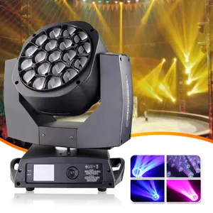 Harga pabrik 19 buah 15w 450W peralatan pencahayaan konser bee eye rgb dmx Bar pesta led panggung mencuci lampu kepala bergerak untuk pernikahan