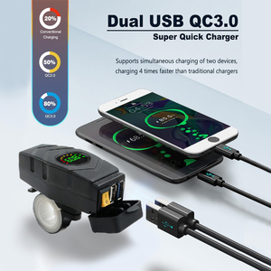 Waterdichte dubbele poort USB-oplader voor elektrische fiets/scooter 20V-90V 36V 48V 72V LED <span class=keywords><strong>voltmeter</strong></span> voor mobiele telefoon - Product Image 3