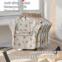 Bavoirs pour enfants sans manches, imperméables, à fermeture boutonnée, lavables, résistants à l'huile, faciles à nettoyer, pour tout-petits, 100% polyester, bavoir pour bébé