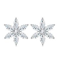Anting-anting Produk Terlaris Model Marquise Potongan D Warna Moissanite Bentuk Bunga Anting-anting Stud Perak Sterling 925 Perhiasan Pernikahan Pengantin