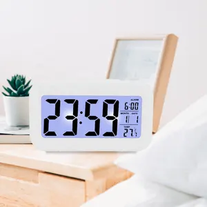 LED Digital children Alarm Clock Electronic Smart Mute Clock Backlight Temperature Thermometer Calendar Snooze LCD large display