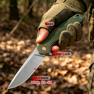 Coltello Tascabile Pieghevole OEM con Lama <span class=keywords><strong>in</strong></span> Acciaio Inox 5cr e Manico <span class=keywords><strong>in</strong></span> Lino, Strumento per Campeggio e Escursionismo, EDC con Clip - Product Image 4