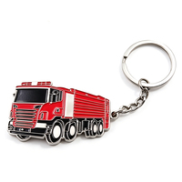 Porte-clés en métal en forme de camion de pompiers, imprimé UV, couleur remplie, promotionnel, vente en gros, accessoires de sac