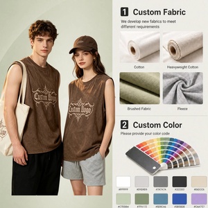 Майка унисекс <span class=keywords><strong>Earth</strong></span> Tone Washed с индивидуальным графическим логотипом, из плотного хлопка, свободного кроя, в уличном стиле, без рукавов, прямые поставки - Product Image 5