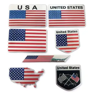 Insigne de voiture drapeau de la nation personnalisé 3D métal drapeau américain autocollant de voiture Logo universel emblème de carrosserie insigne décalcomanie