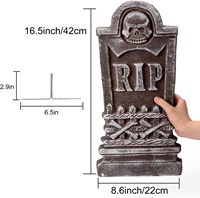 Ventes en gros de tombes en mousse d'Halloween de 17 pouces, décorations de cimetière RIP avec piquets métalliques pour la cour extérieure, la maison hantée, la fête