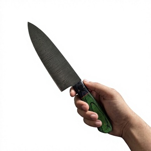 Ensemble de couteaux de cuisine en acier Damas, 5 pièces, manche en bois, lames droites, couteaux de chef, lame polie, ambidextres, haute qualité, 58-60HRC - Product Image 4