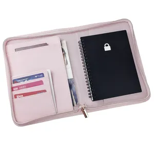 Dây Kéo Padfolio B5 Tập Tin Thư Mục Kinh Doanh Faux Leather Màu Tím Danh Mục Đầu Tư - Product Image 1