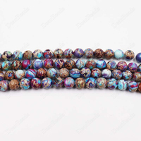 Perles en jaspe impérial bleu-violet teintées naturellement en gros, perles en jaspe aqua-terre pour la fabrication de bracelets 6mm 8mm