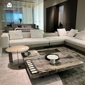 Sofa Kulit Modular Italia Mewah Desain Modern Sofa Beludru Melengkung untuk Villa dan Perabot Ruang Tamu - Product Image 5