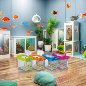 Transparante Huizen Kleine Aquarium Dieren Huisdier Kooien Dragers Plastic Aquarium Reptiel Schildpad <span class=keywords><strong>Tank</strong></span> Kikker Kooi Doos Met Handvat - Product Image 3