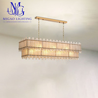 Lustre rectangulaire double couche en verre dépoli de style médiéval français, luxe léger pour villa, cuisine, îlot de salle à manger, décoration intérieure