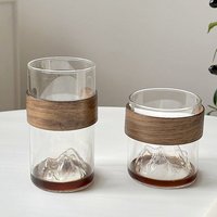 Tasse à café latte en verre borosilicate avec manchon en bambou anti-brûlure, pour le bureau, la maison, le thé, le lait, le jus, l'eau, et pour la dégustation en vue sur les montagnes